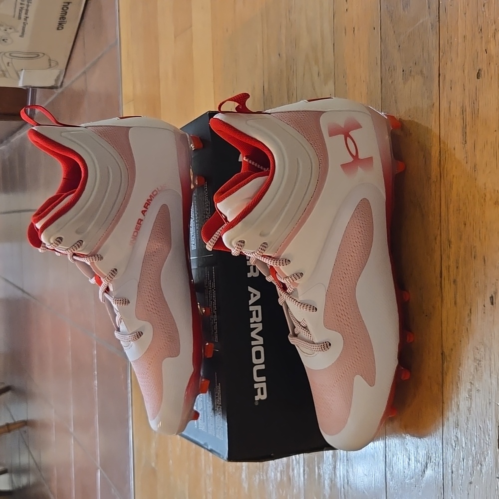 Lacrosse Cleats U Der Armour Command MC Mid Red & White Mens's 11.5